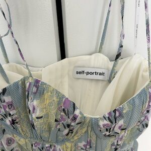 Self-Portrait Blue and Cream Floral Dress